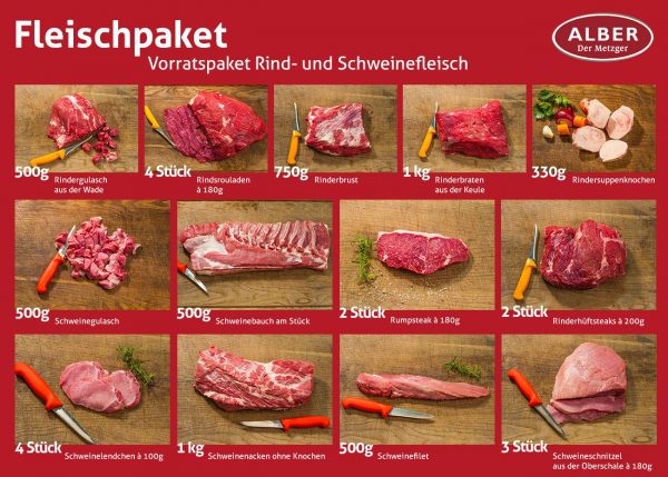 Fleischpaket, Vorratspaket Rind- und Schweinefleisch