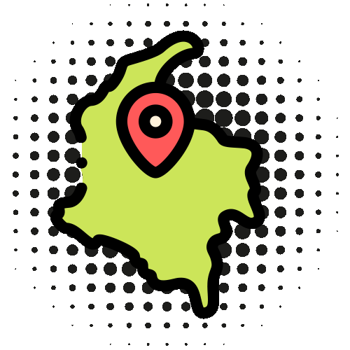 Comic-Style-Symbol für regionales Fleisch mit einer Karte und einem Standort-Pin, steht für Qualität aus Bayern.